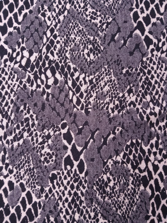 Knitted Jersey - Snakeskin - Black/Cream - 61" Wide - Sold By The Metre