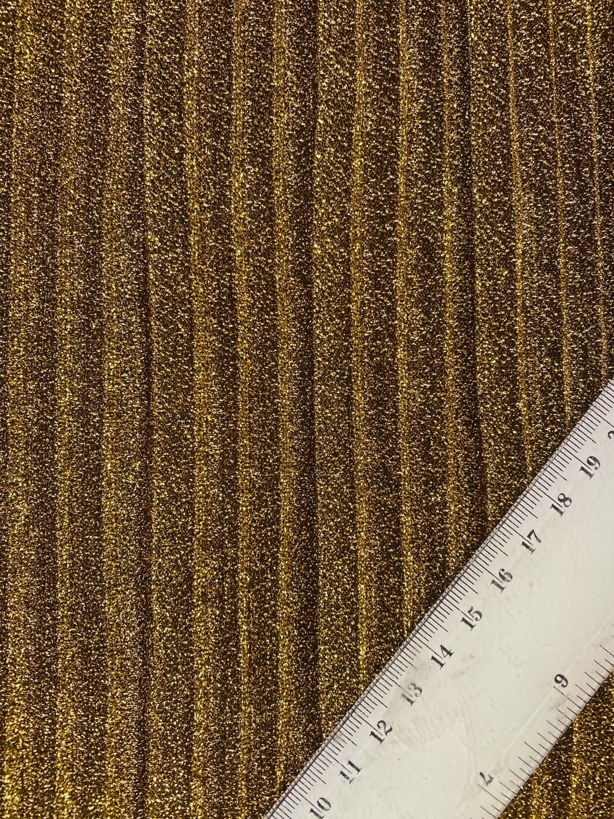 Gold Metallic Big Pleat Fabric with Lycra - 60" Wide, £2.99 per Metre