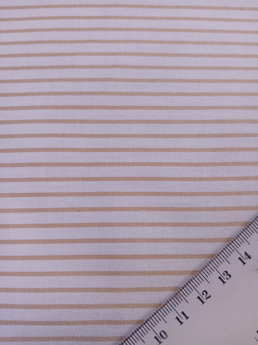 River Island - Poly Cotton 40/60 - Stripe - Beige/White - 57" Wide - Sold By The Metre