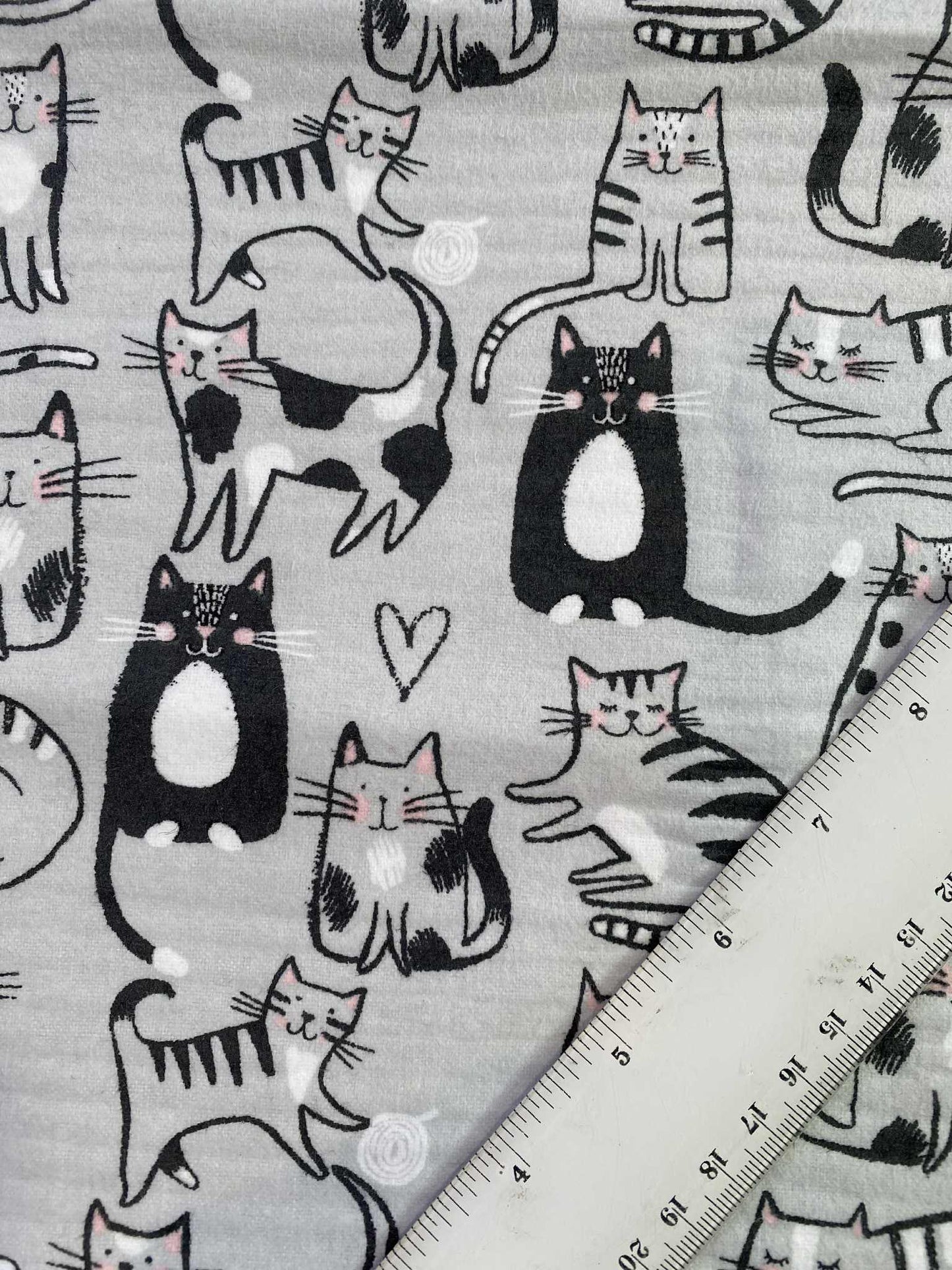 Brushed Cotton - Grey/Brown/White/Pink - 42"Wide - Sold By The Metre