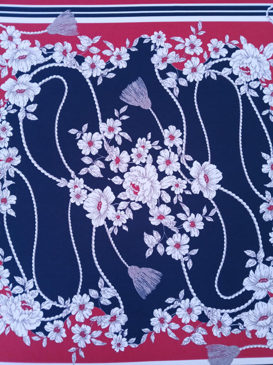 Satin Back Crepe - Dark Red/Black/Cream - 59" Wide - Sold By The Metre