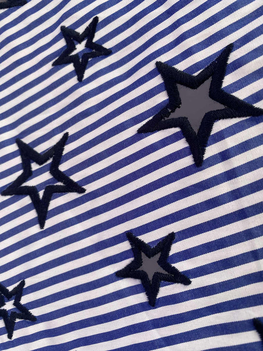 100% Cotton - Stripe - Blue/White - 57"Wide - Sold By The Metre