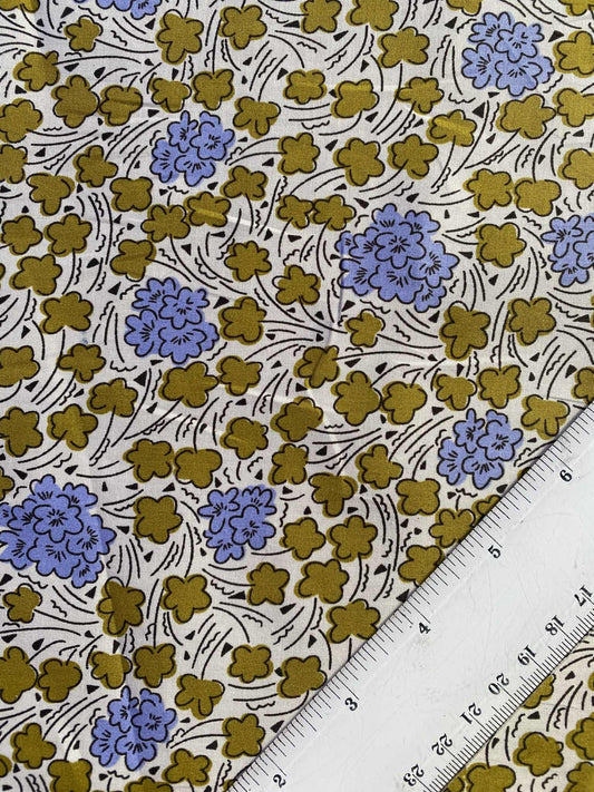 Viscose - Cream/Khaki/Lilac - 56"Wide - Sold By The Metre