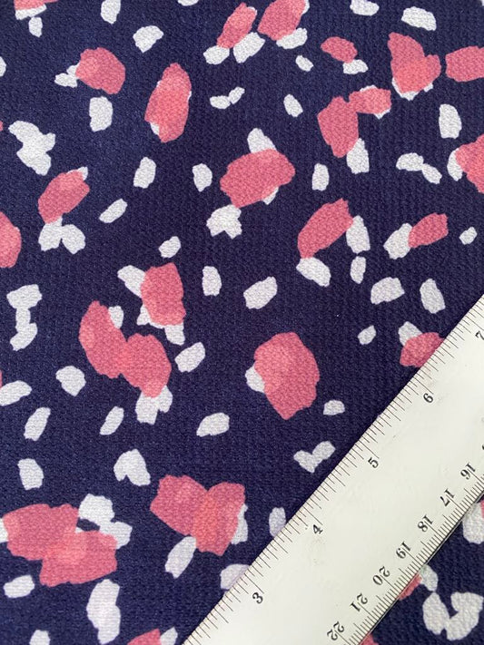 Crepe - Navy/White/Pink - 60" Wide - Sold By The Metre