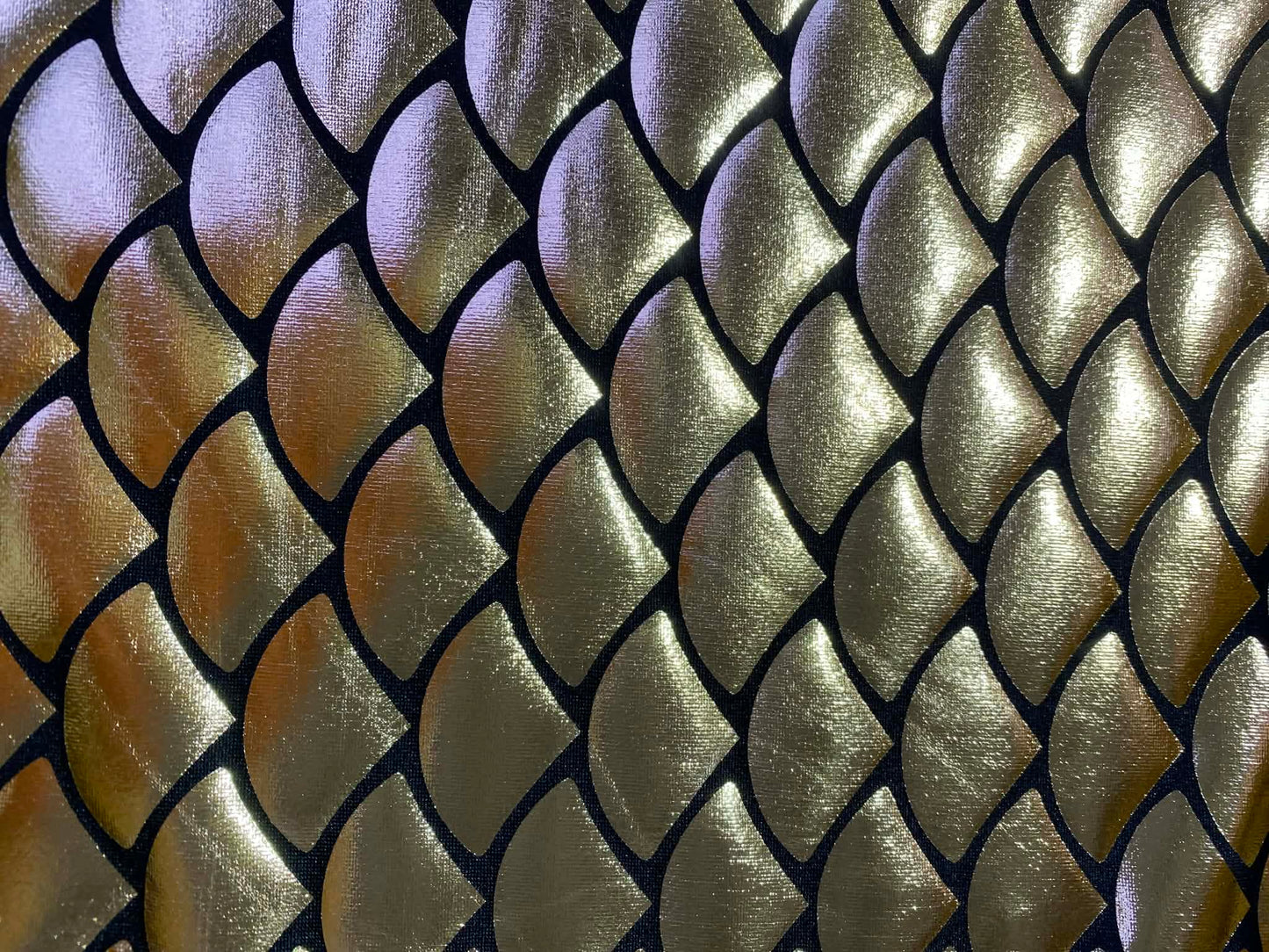 Fish Scale 92% Polyester 8% Elastane - Gold - 58"Wide - Sold By The Metre