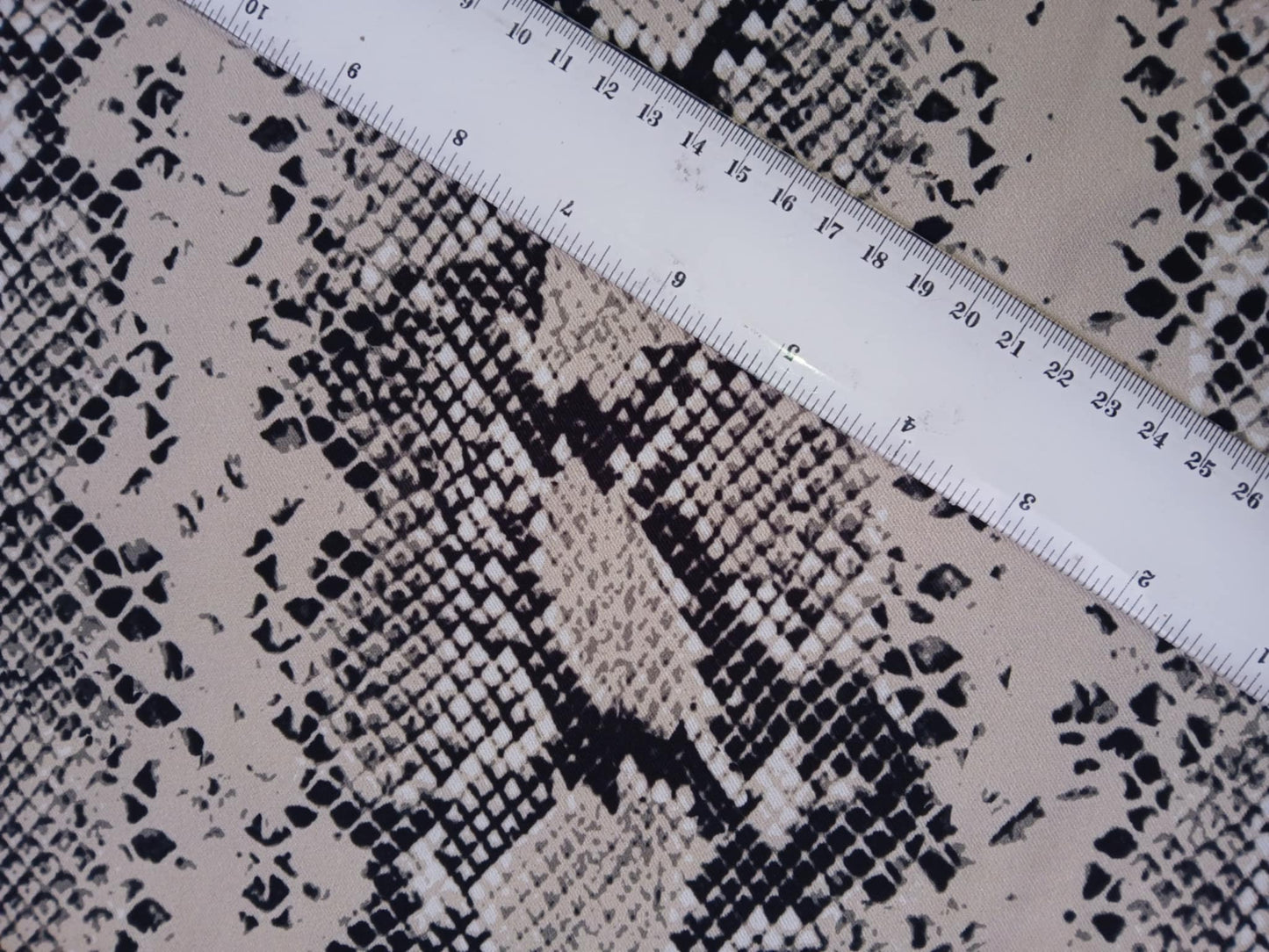 Viscose - Snakeskin - Beige/Black/White - 59" Wide - Sold By The Metre