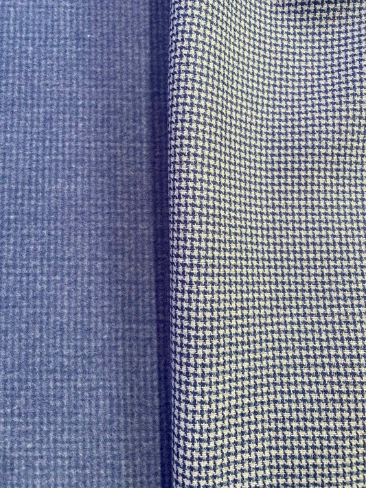 Washable Wool Reversable Dogtooth - Blue - 60"Wide - Sold By The Metre