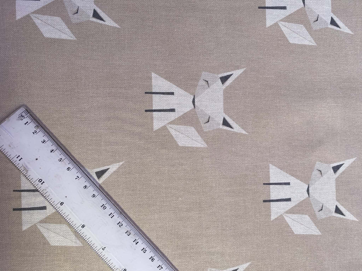 Little Foxes Geometric Canvas Fabric - Cream, Beige & Grey, 56" Wide - £5.99 per Metre