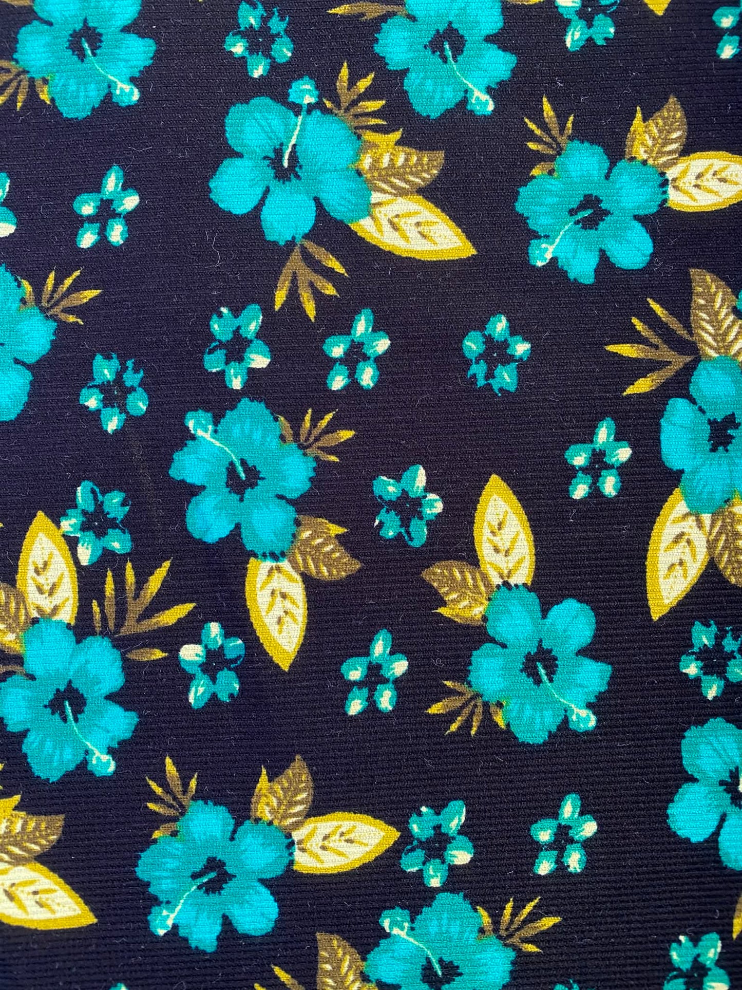 Printed Needlecord 100% Cotton - Turquoise/Green/Black - 44"Wide - Sold By The Metre