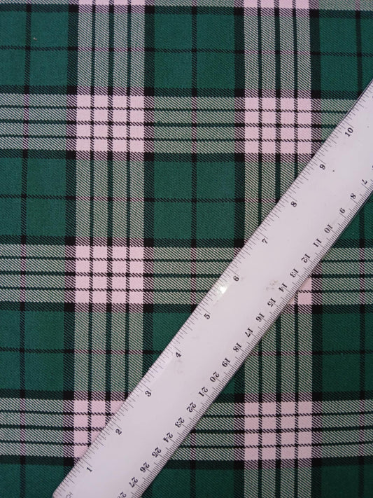 Poly Viscose - Green/Black/Pink - 54" Wide - Sold By The Metre