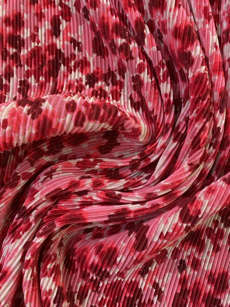 Plisse - Red/Pink/Cream - 59" Wide - Sold By The Metre