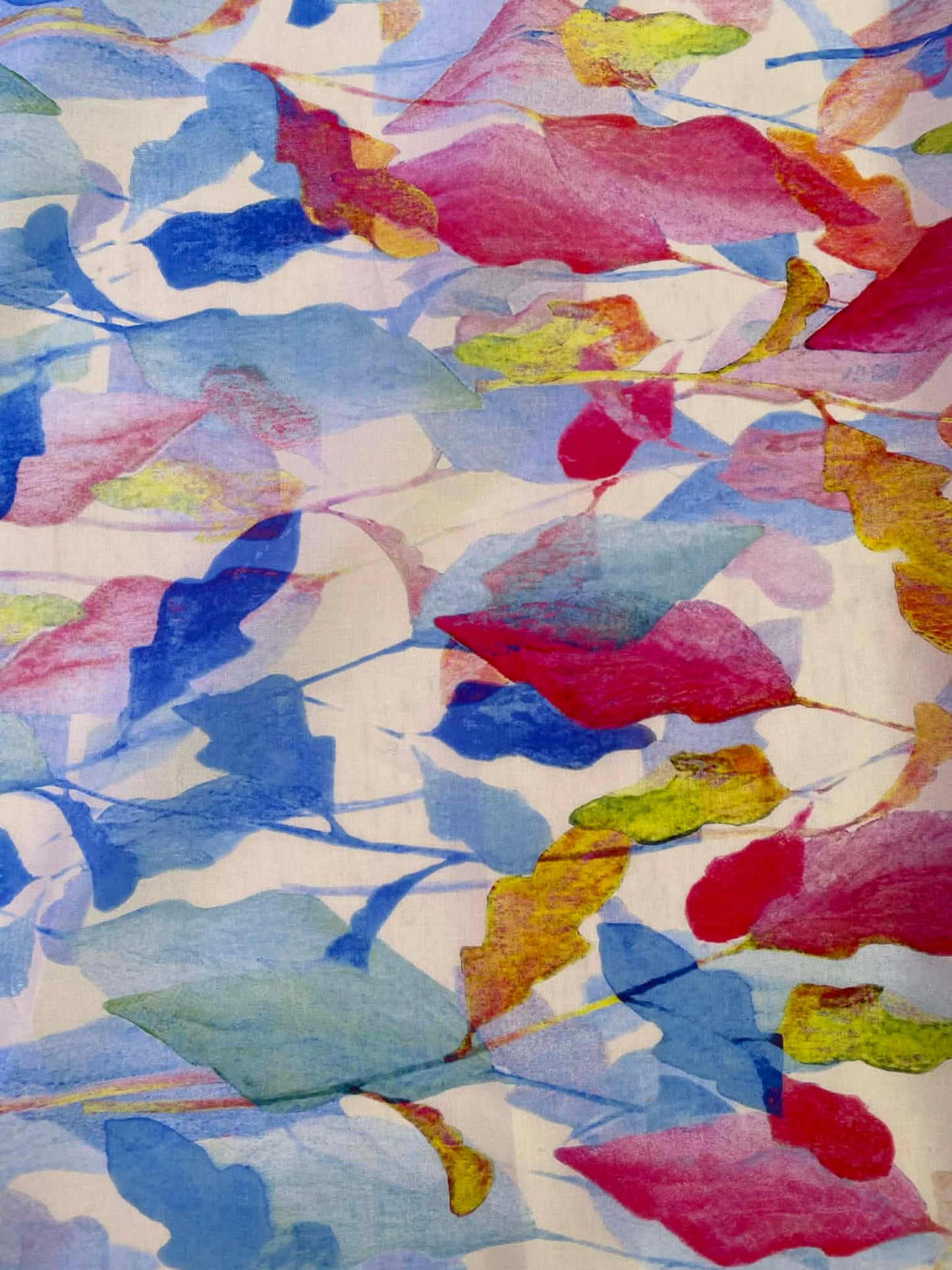 Premium London Lawn 100% Cotton - 58" Wide - Watercolor Floral Print - Pink, Blue & Orange