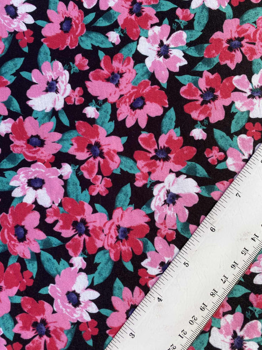 Spun Poly - Pink/Black/Green - 59"Wide - Sold By The Metre
