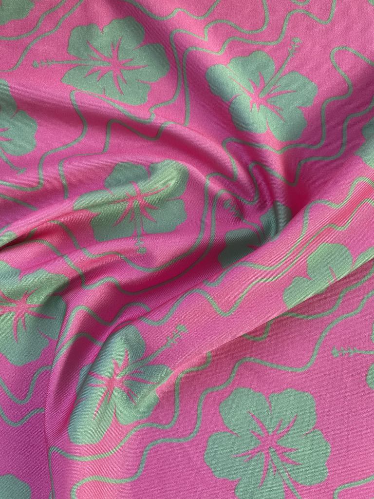 Swinwear Lycra - Pink/Green - 57" Wide - Sold By The Metre
