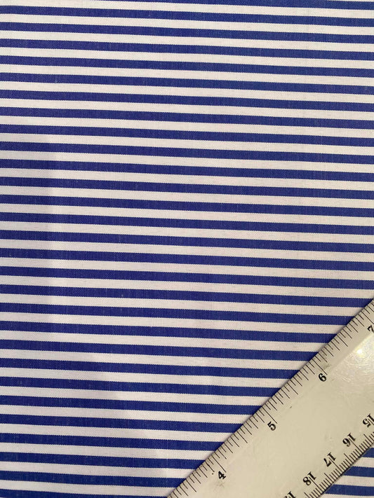 Poly Cotton - Blue/White - Colour Woven Shirting - 58"Wide - Sold By The Metre