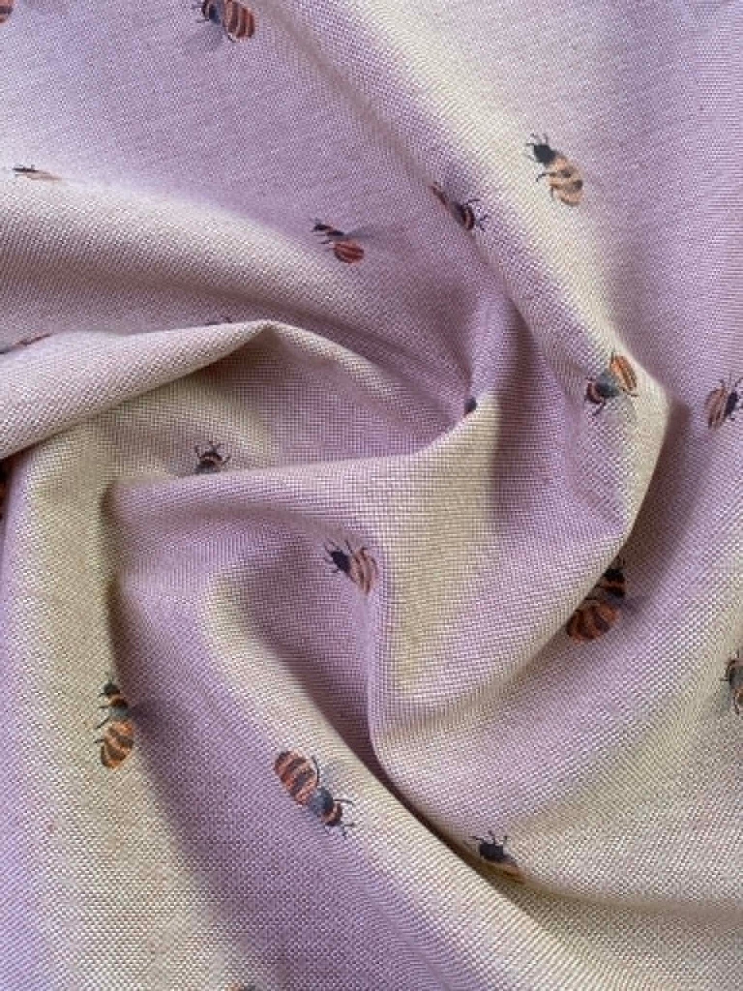 Bumblebee Linen Look Digital Canvas Fabric - 59" Wide - Natural Beige Medium Weight Upholstery & Craft Fabric No Stretch - £9.99/m