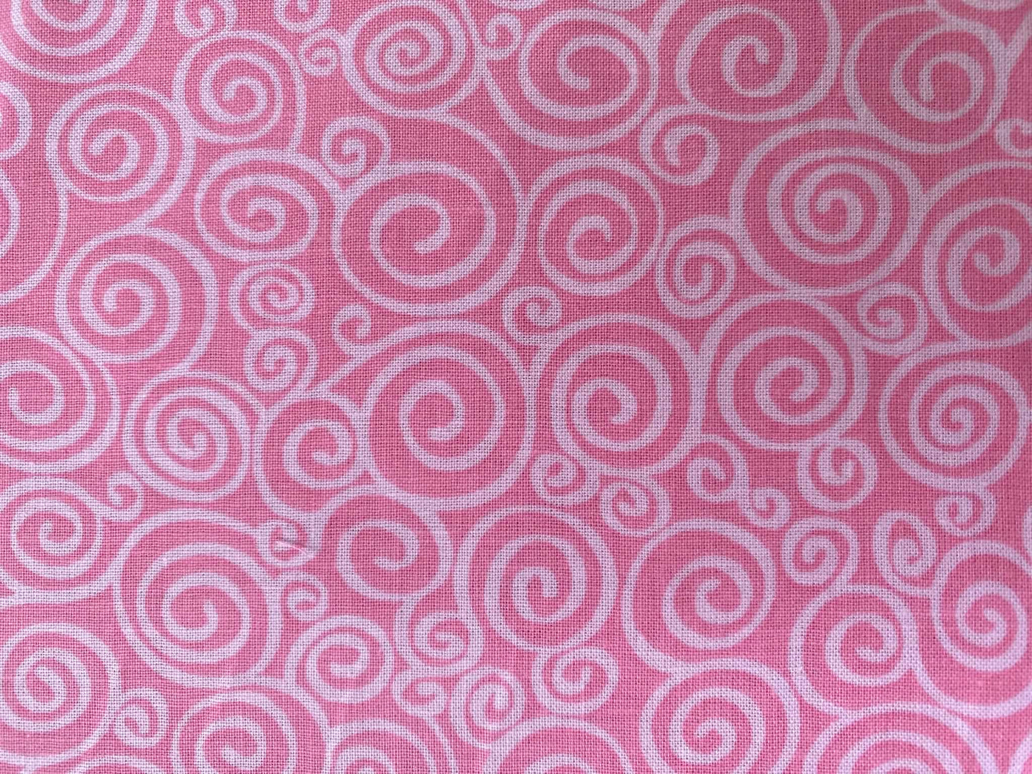 Pink and White Swirl Print 100% Cotton Fabric - 44/45" Wide - By The Metre