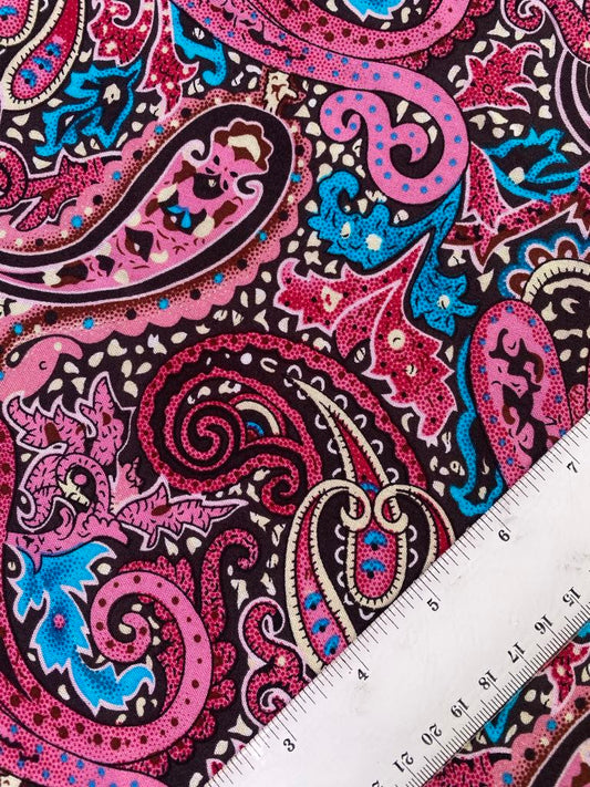 Viscose - Pink/Wine/Blue/Black - 57" Wide - Sold By The Metre