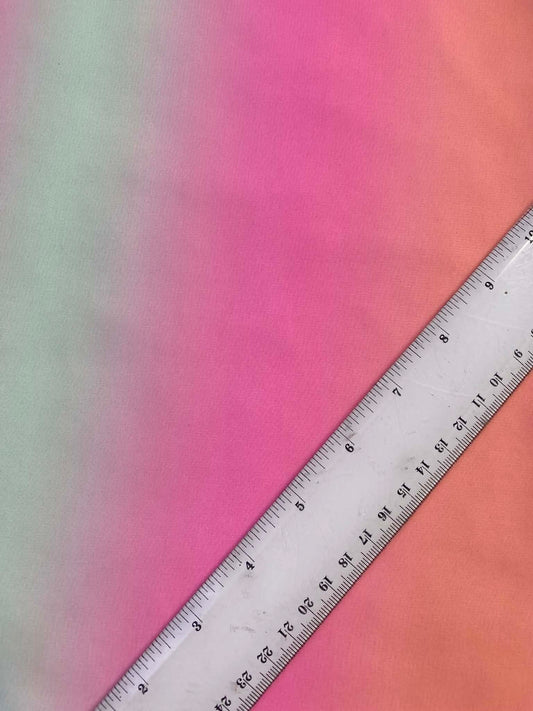 Rainbow Ombré Chiffon Fabric - Pink, Green & Orange Gradient - 57" Wide - Lightweight & Sheer - £2.50/m