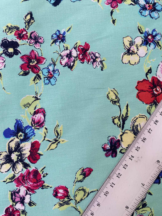 Cotton Lycra - Mint/Red/Pink/Blue - 59"Wide - Sold By The Metre