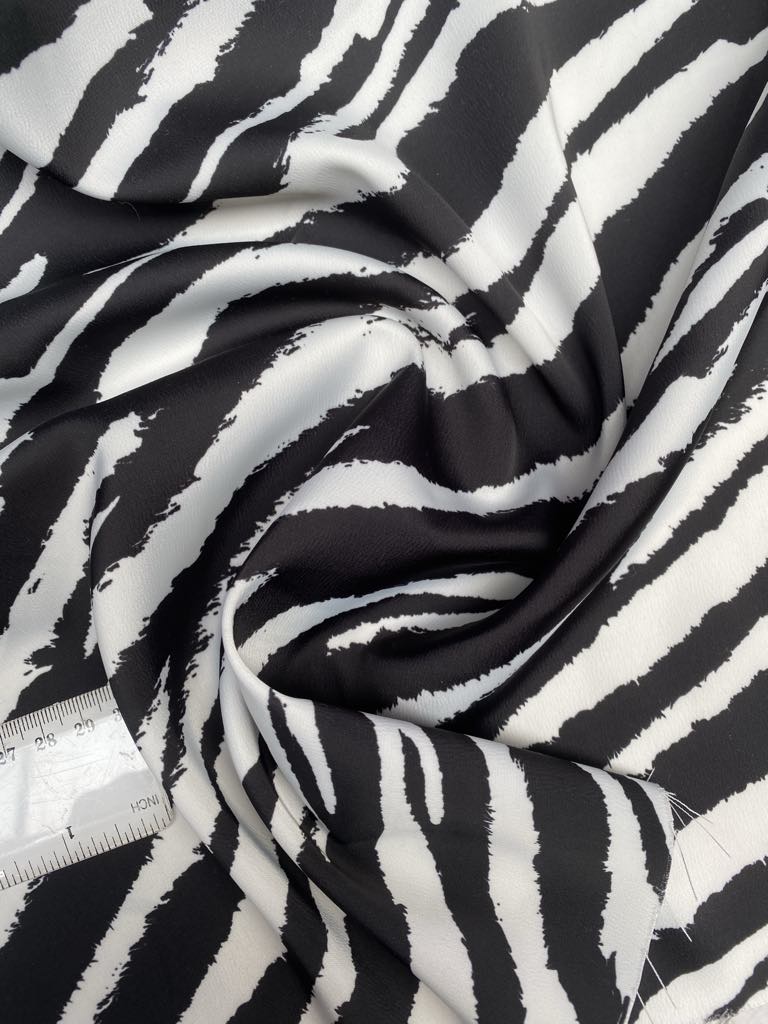 Satin - Zebra - Black/White - 59" Wide - Sold By The Metre