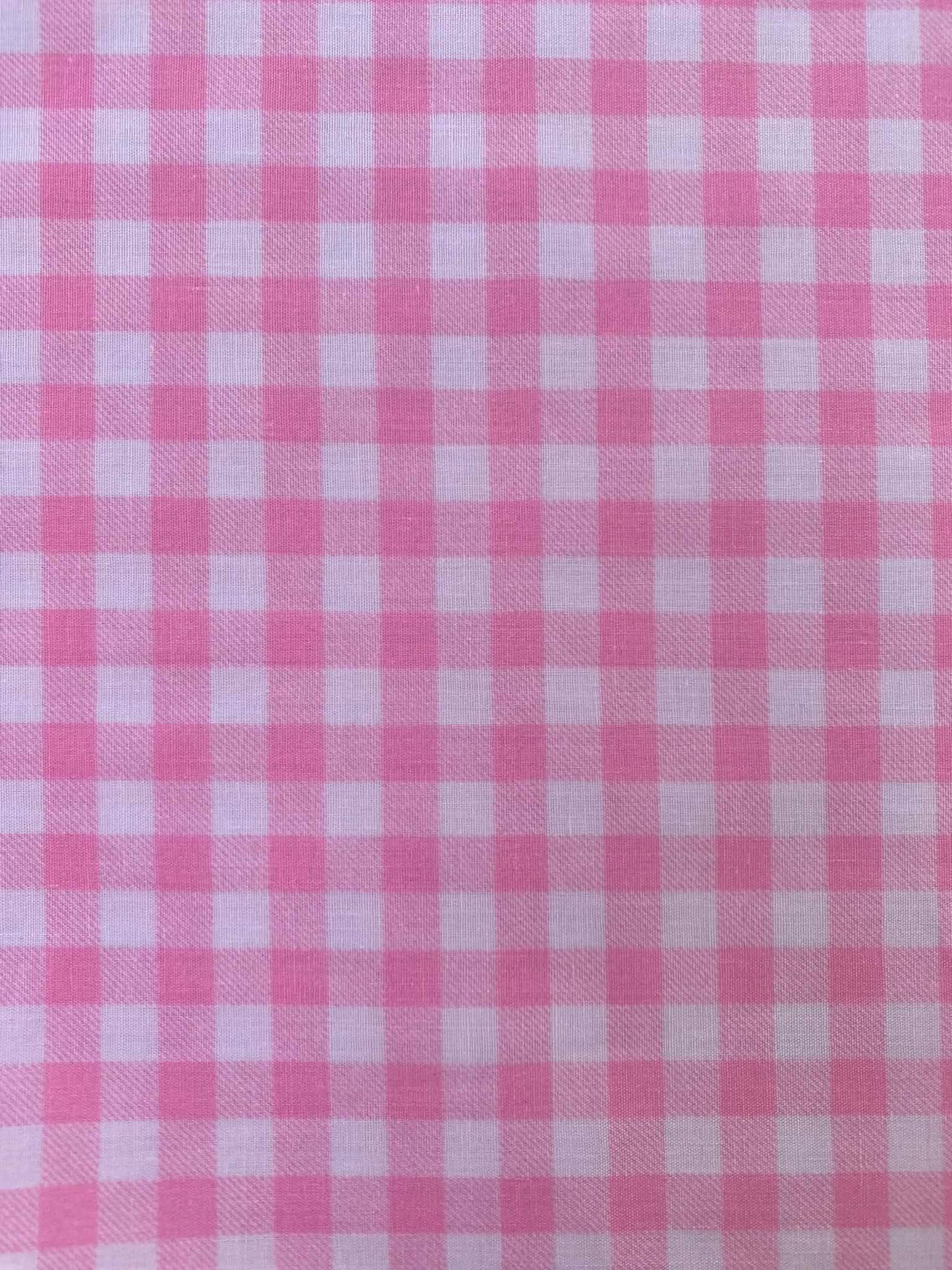 Pink & White Gingham Check Woven Cotton Fabric – 57" Wide (£2.99/m)