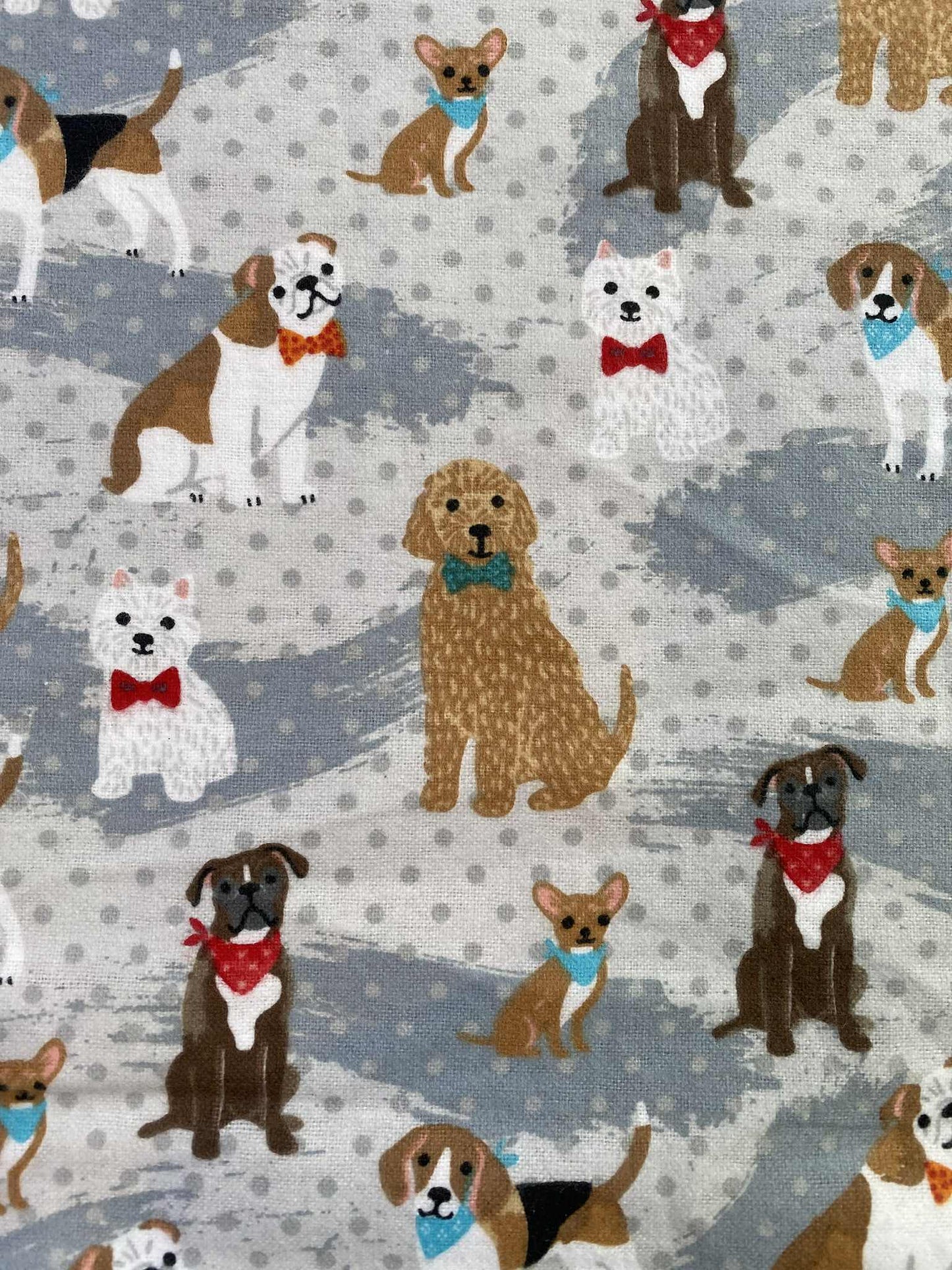 Brushed Cotton - Grey/Brown/White/Red - 42"Wide - Sold By The Metre