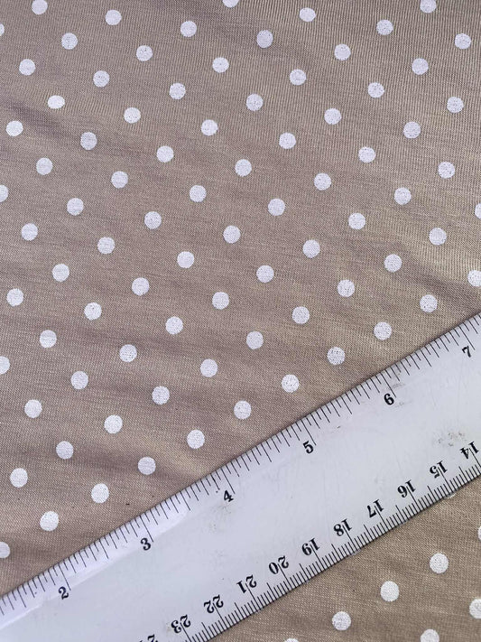 Printed Viscose Lycra - Spot - Beige/White - 62" Wide - Sold By The Metre