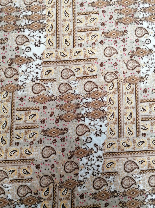 Polyester Crepe - Brown/Mustard - 50" Wide - Sold By The Metre