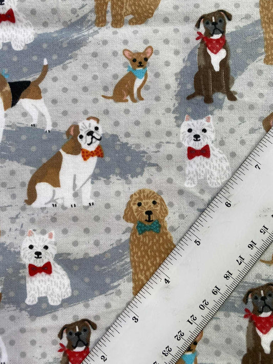 Brushed Cotton - Grey/Brown/White/Red - 42"Wide - Sold By The Metre