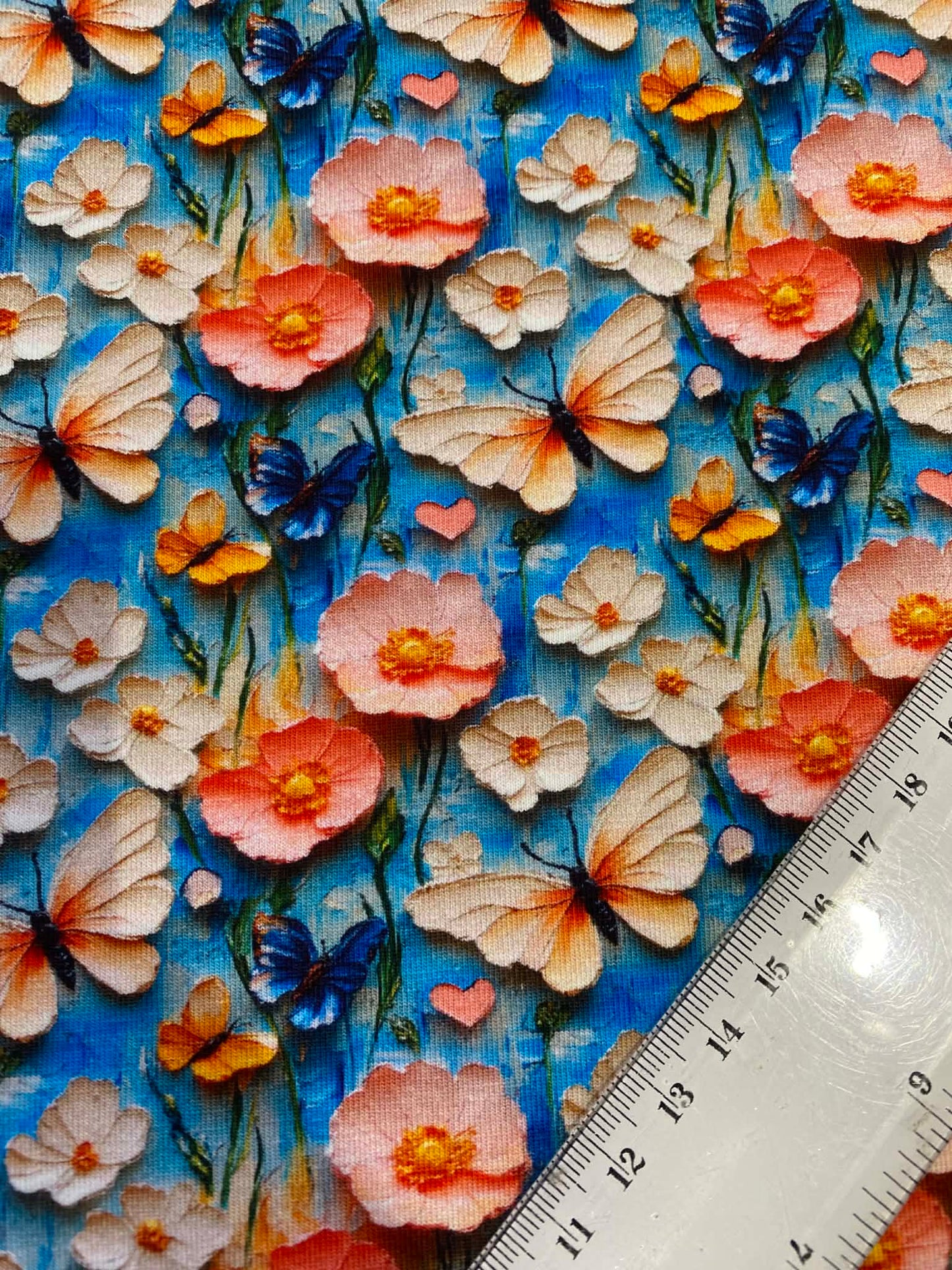 Little Johnny Butterfly Garden Cotton Jersey - 58" Wide - 95% Cotton 5% Lycra - Cream/Multi