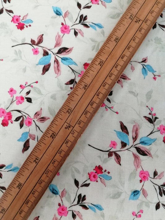 Cotton Lawn - Mint/Blue/Pink - 55" Wide - Sold By The Metre