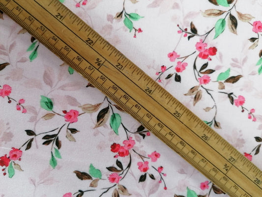 Cotton Lawn - Pink/Brown/Green - 55" Wide - Sold By The Metre