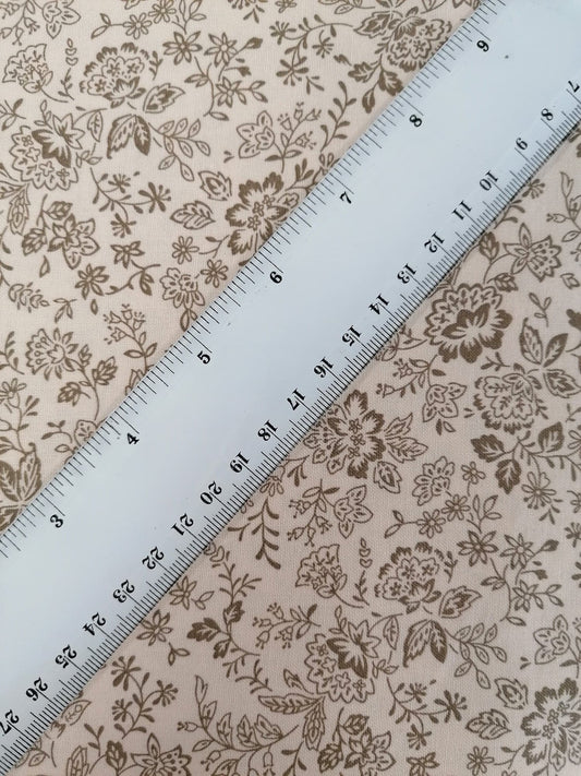 100% Cotton - Crafting & Quilting - Cream/Brown - 44" Wide - Sold By The Metre