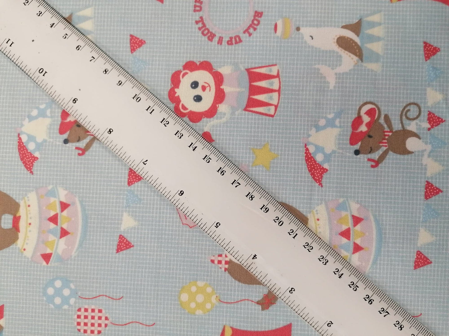 100% Cotton - Crafting & Quilting - Circus - Blue/Brown/Pink - 44" Wide - Sold By the Metre