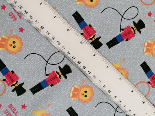 100% Cotton - Crafting & Quilting - Circus - Blue/Red/Mustard - 44" Wide - Sold By the Metre