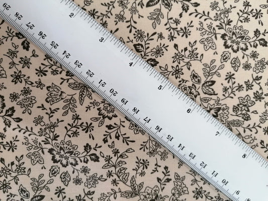 100% Cotton - Crafting & Quilting - Beige/Black - 44" Wide - Sold By The Metre