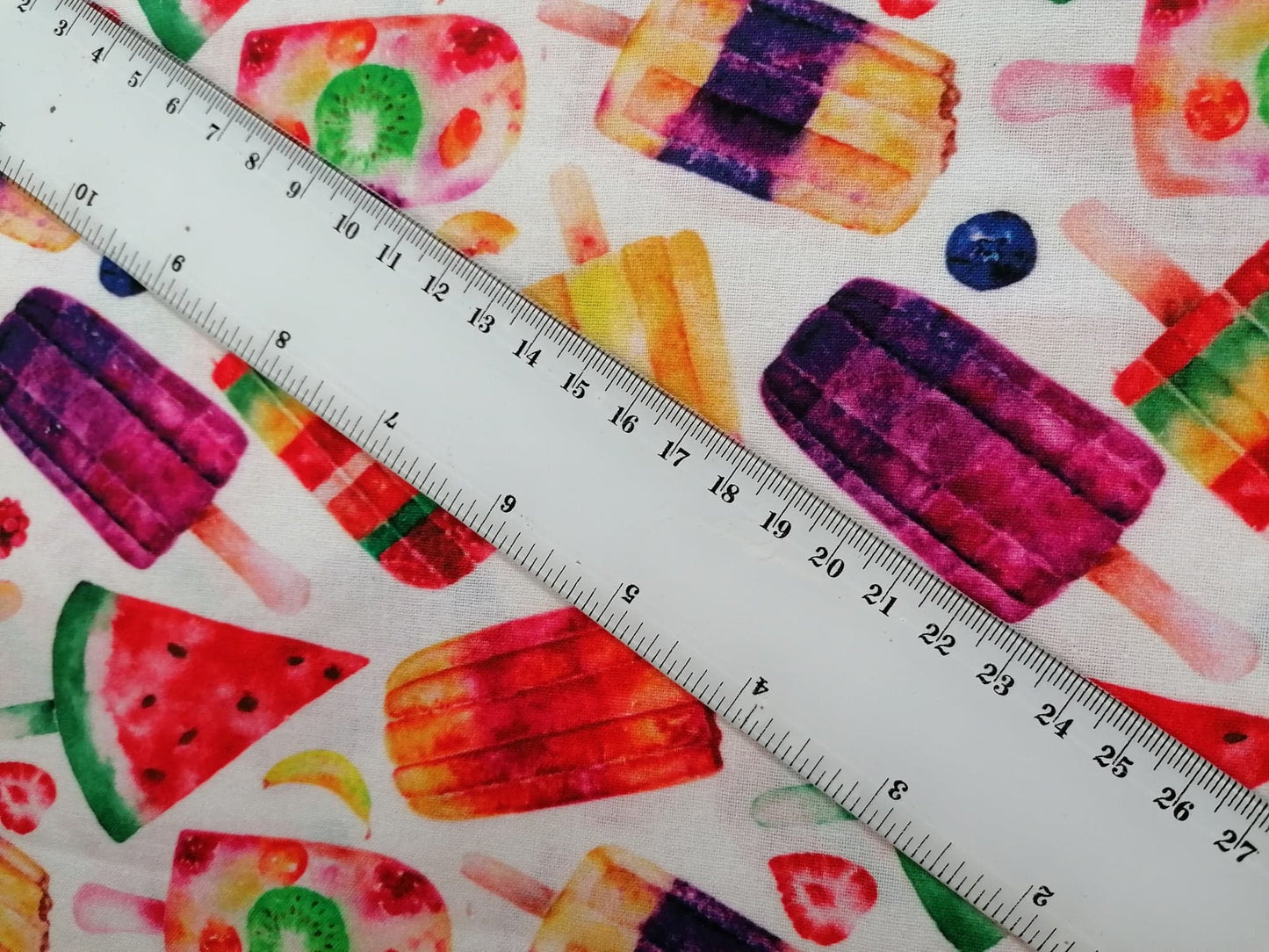 100% Cotton - Crafting & Quilting - Ice Lollies - Purple/Red/White/Yellow - 44" Wide - Sold By the Metre