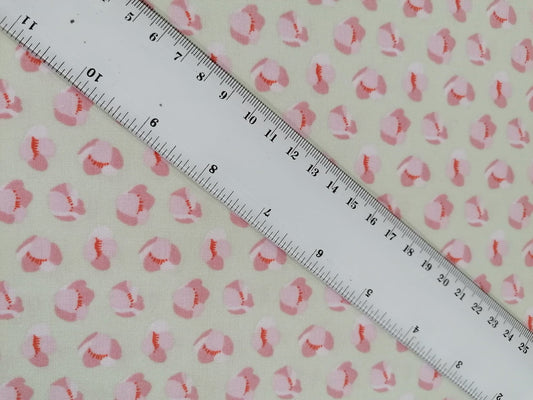 100% Cotton - Crafting & Quilting - Ecru/Pink - 44" Wide - Sold By the Metre