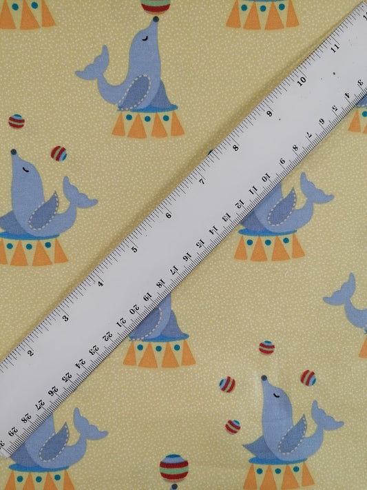 100% Cotton - Crafting & Quilting - Circus - Yellow/Blue - 44" Wide - Sold By the Metre