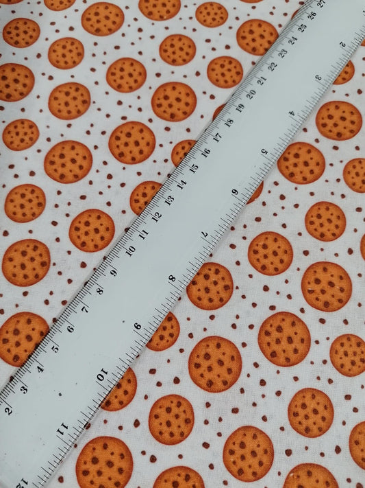 100% Cotton - Crafting & Quilting - Cookies - White/Brown - 44" Wide - Sold By the Metre