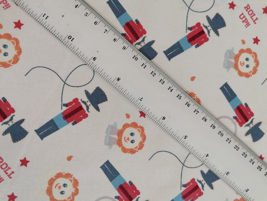 100% Cotton - Crafting & Quilting - Circus - White/Pink/Blue - 44" Wide - Sold By the Metre