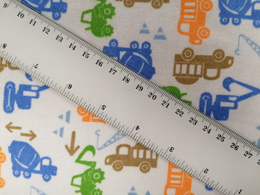 Brushed Cotton - Construction - White/Blue/Orange/Brown/Green - 60" Wide - Sold By the Metre