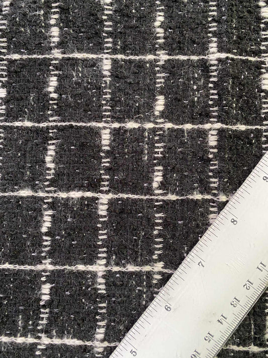 Tweed Check Knit - Black/Ivory/Silver - 69"Wide - Sold By The Metre