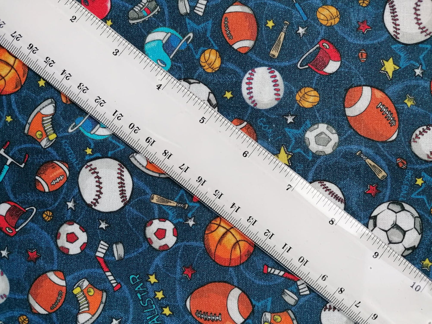 100% Cotton - Quilting and Crafting - Christmas - Blue/Orange/White - 44" Wide - Sold By the Metre