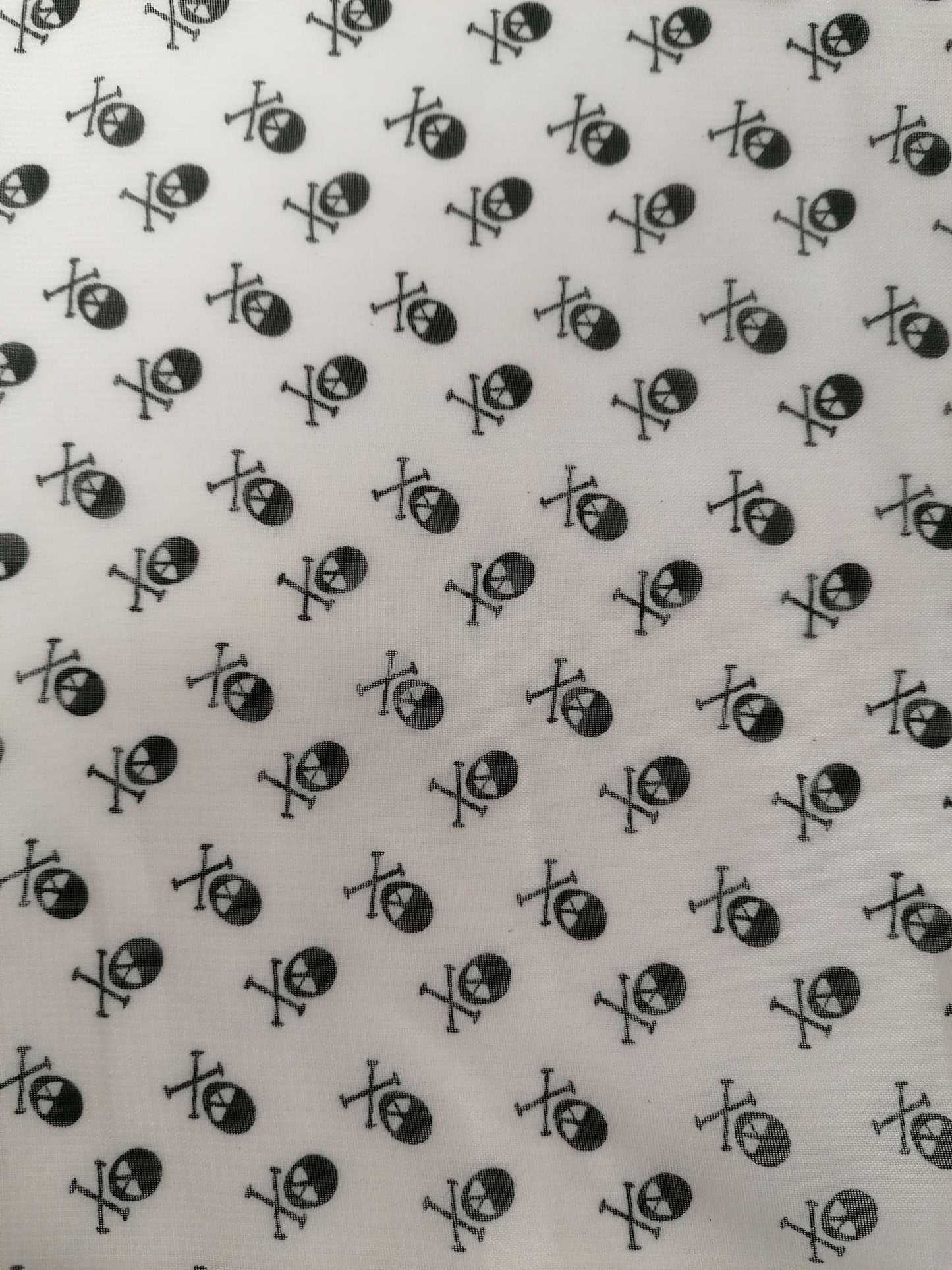 Chiffon - Skulls - Black/Cream - 58" Wide - Sold By the Metre