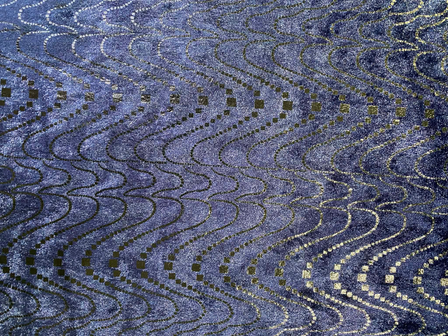 Printed Velvet - Navy - 60"Wide - Sold By The Metre