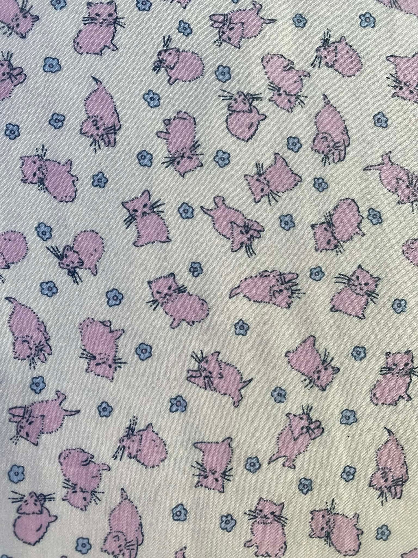 100% Cotton - Pink/Cream - Kittens - 57"Wide - Sold By The Metre