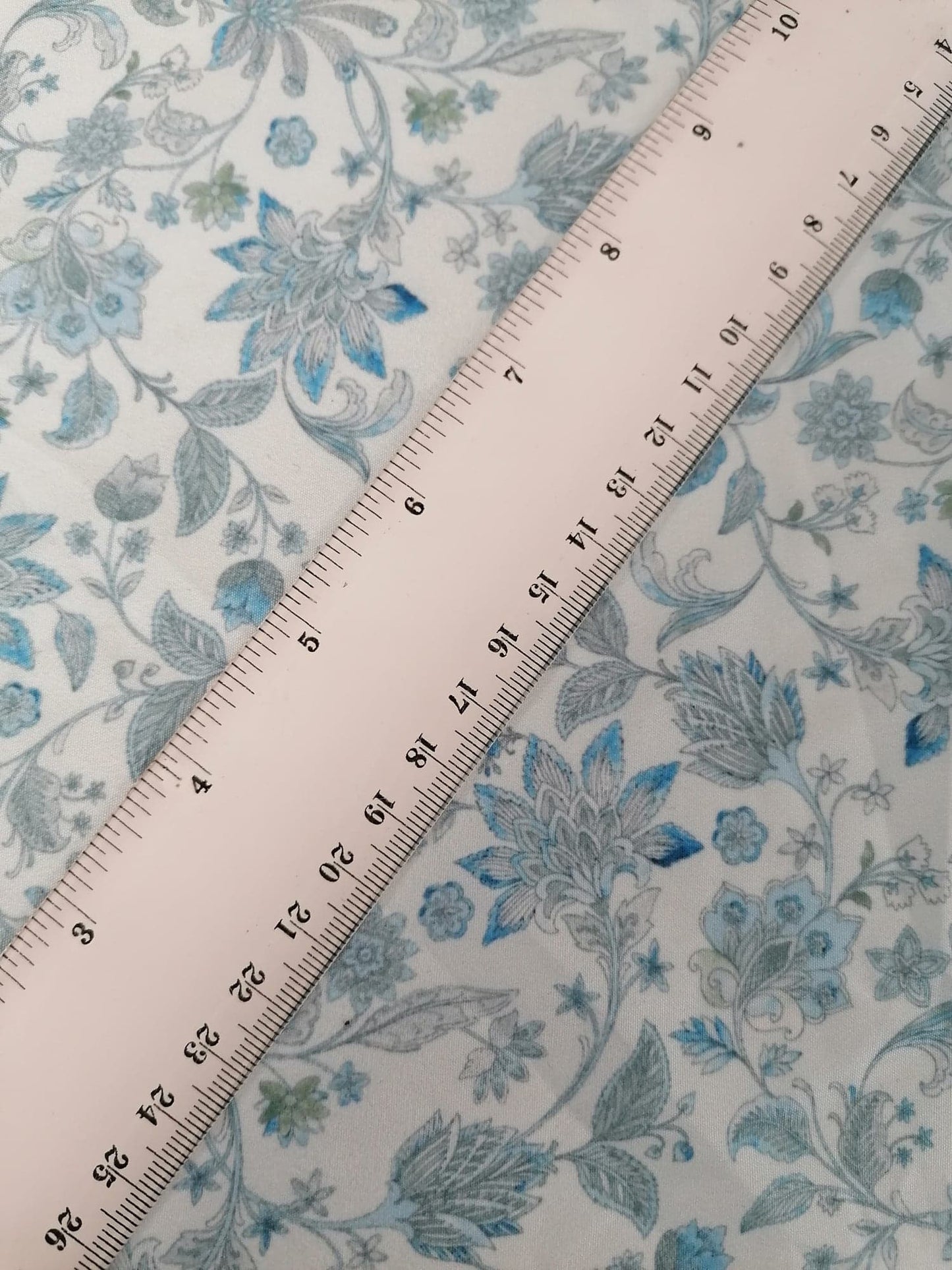 Crepe de Chine - Digital Print - Baby Blue/Blue/Grey - 45" Wide - Sold By the Metre