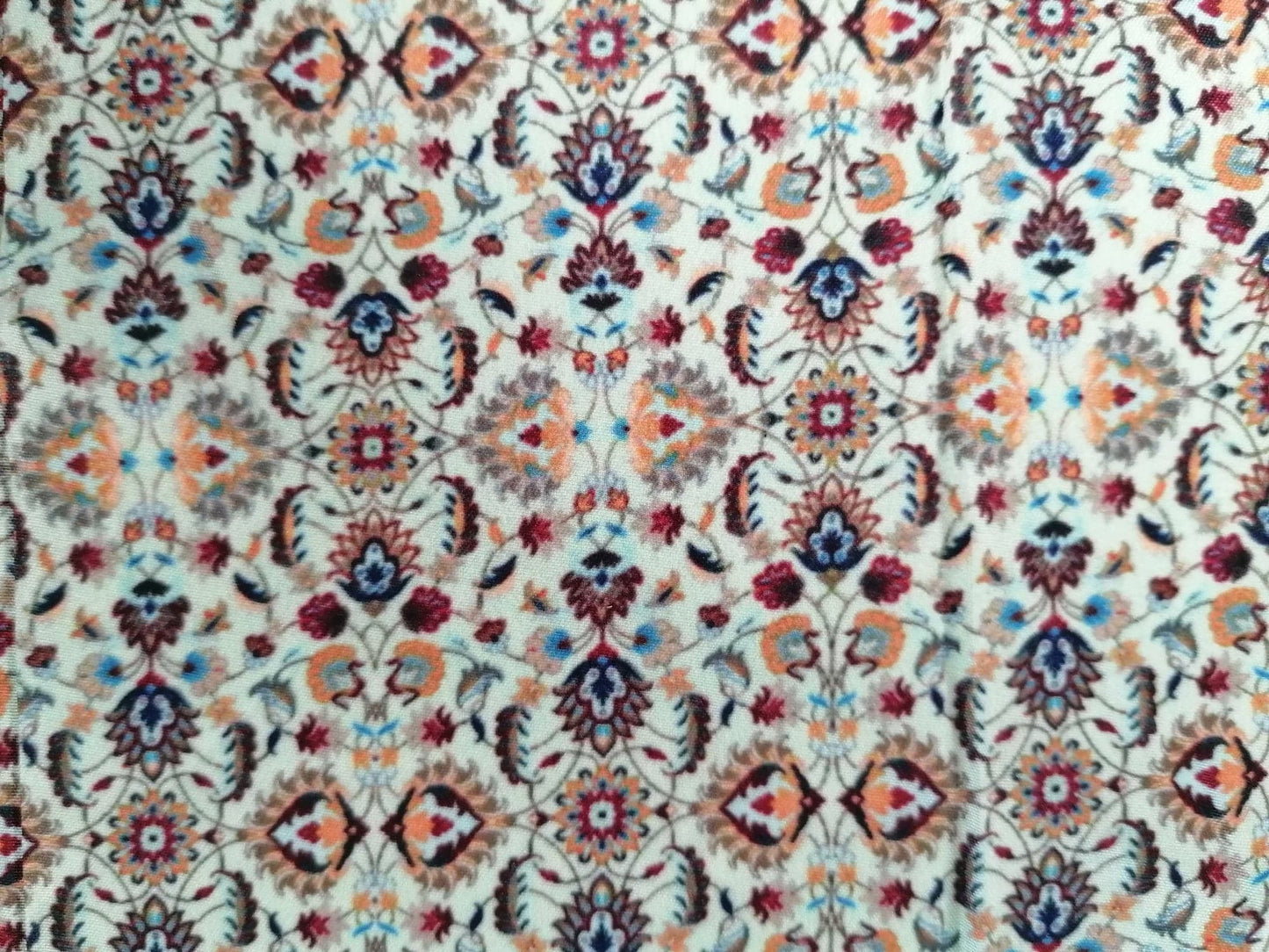 Crepe de Chine - Digital Print - Green/Blue/Plum/Grey - 45" Wide - Sold By the Metre